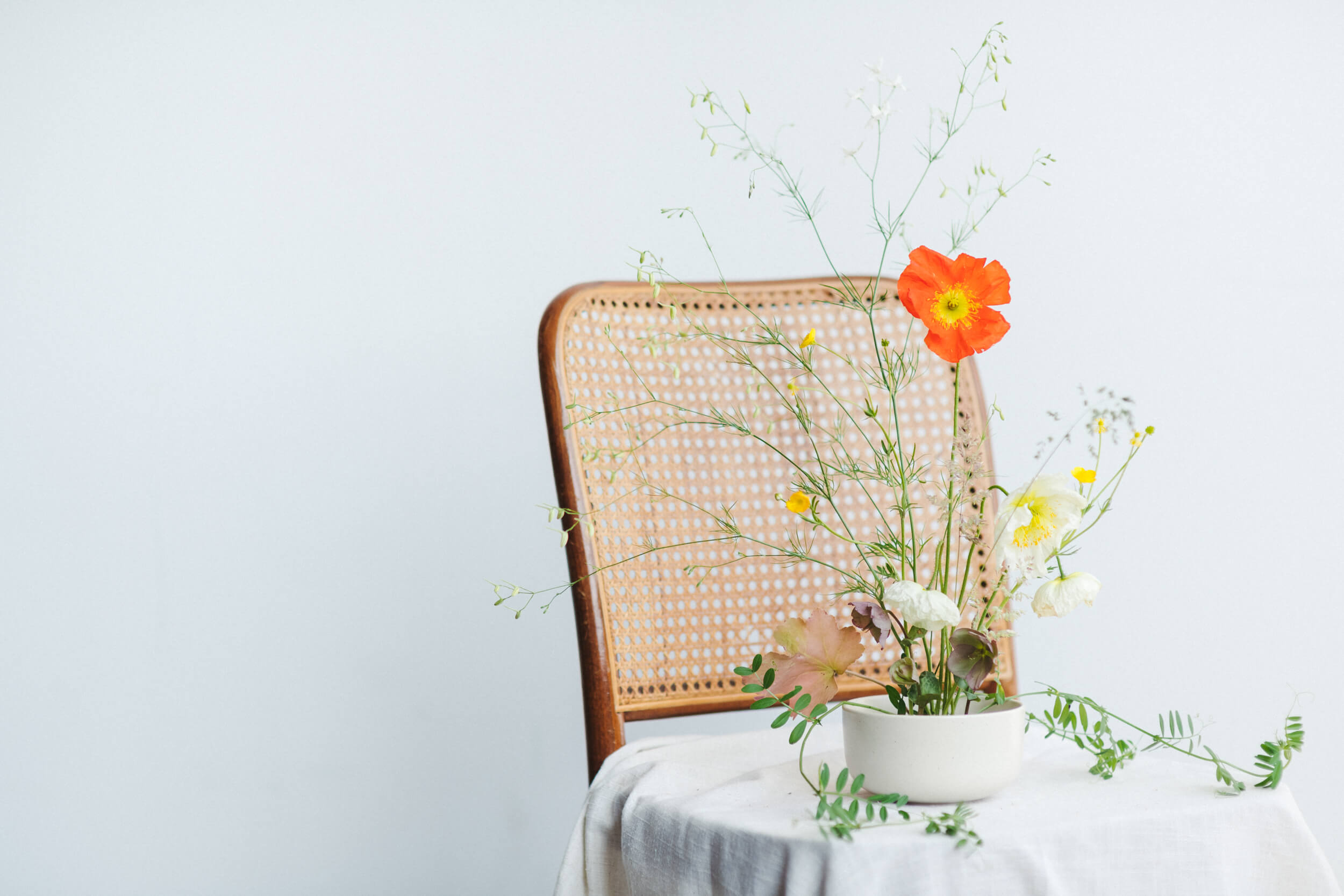 Earthy, wild, organic wedding centerpiece using the Japanese technique of Ikebana