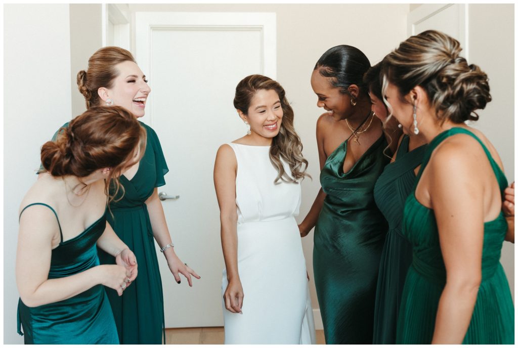 Nina switches to a modern dress for her micro wedding Philadelphia
