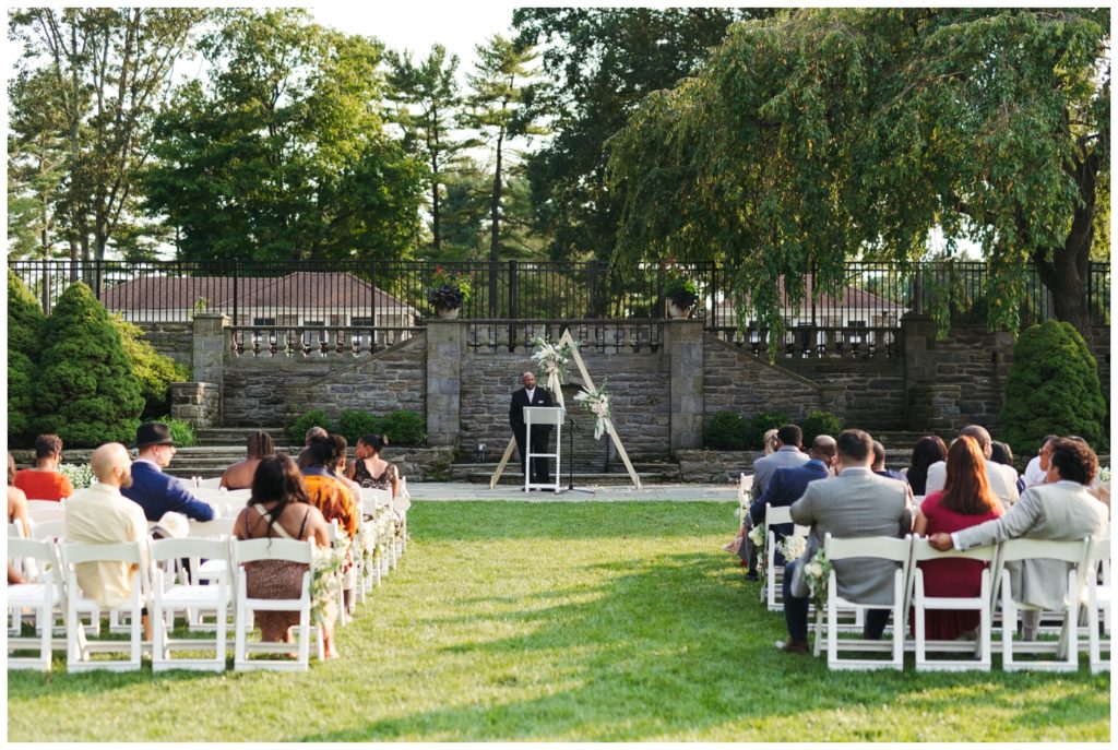 Guests wait for ceremony to begin in wedding photography in Philadelphia