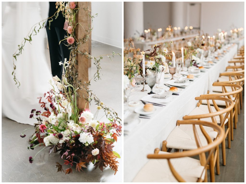 Details of the tablescape for the nontraditional wedding