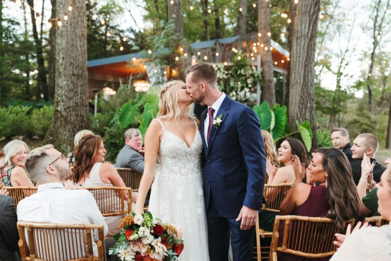 Shot for Sarah Brookhart - How to Elope In Philadelphia: Bride and groom sharing a kiss at their wedding ceremony