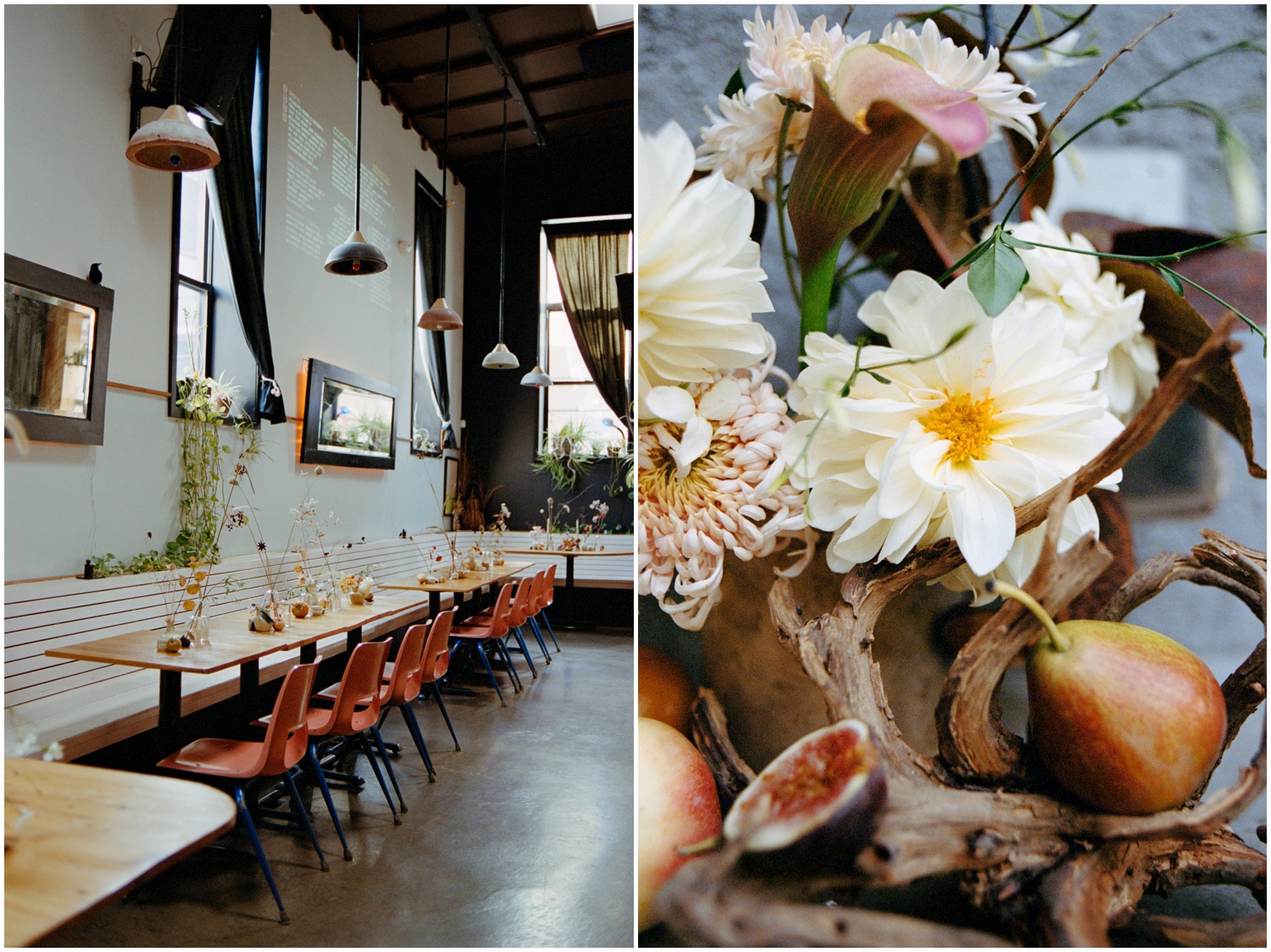 Martha Philadelphia's charming restaurant featuring flower arrangements by Bird Seed Florals.